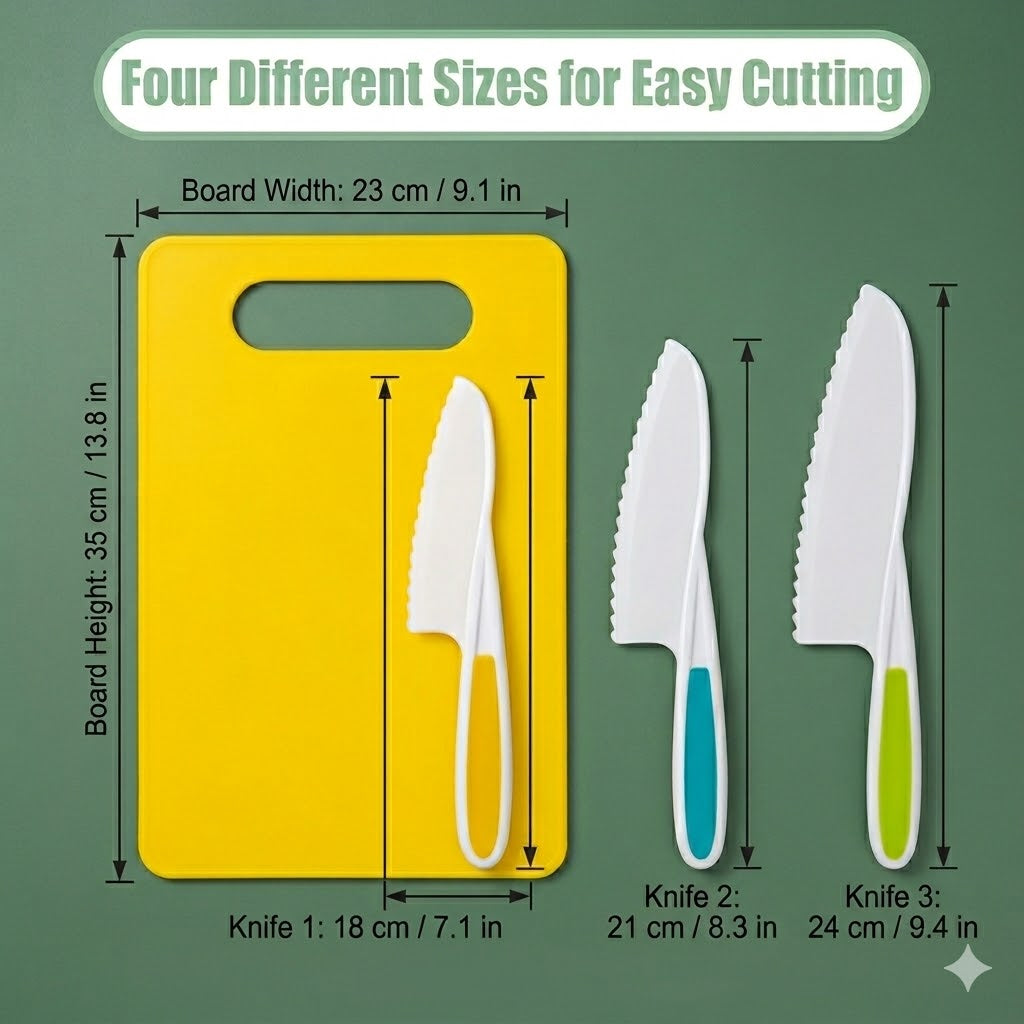 TinyChef Tools Kids Knife Set & Cutting Board